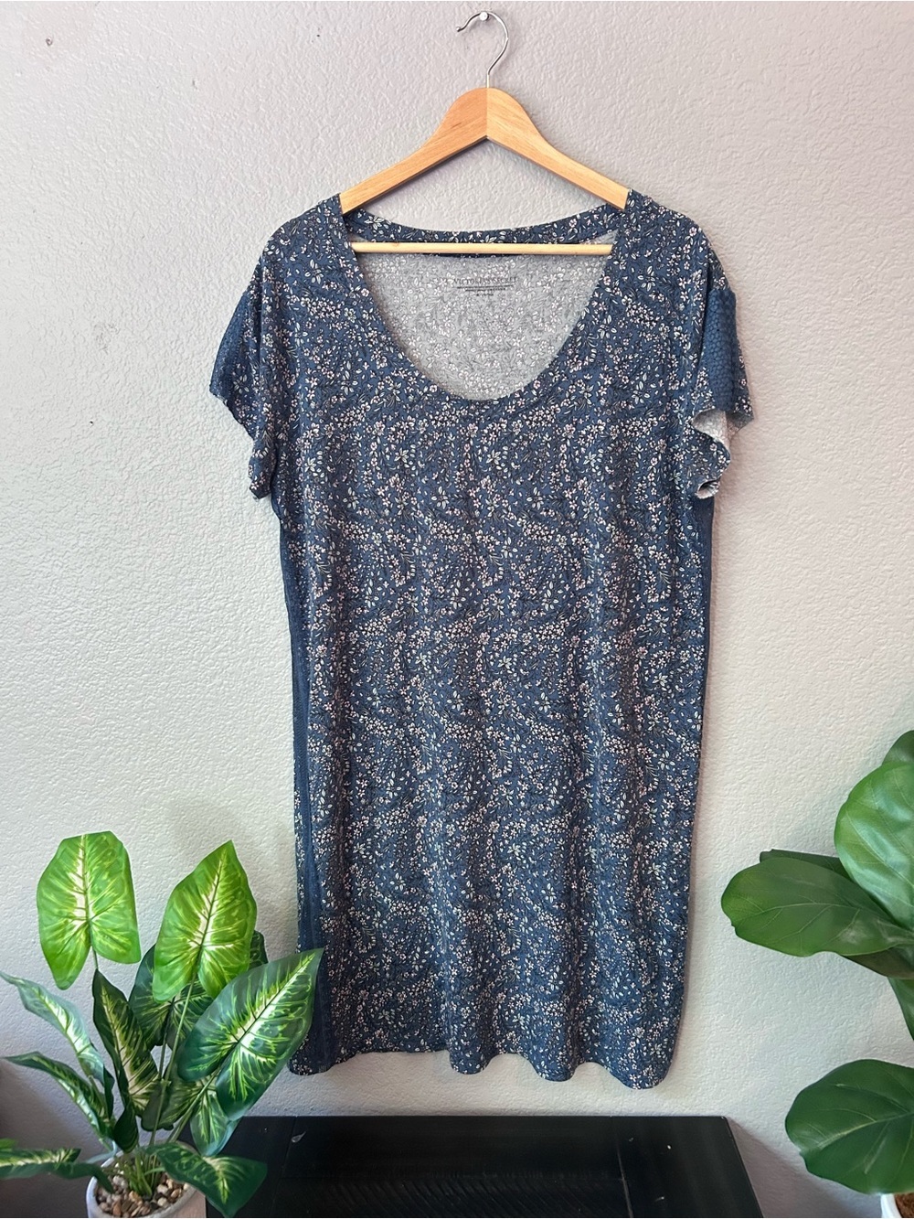 Victoria's Secret Navy Floral Scoop Neck Tunic Night Gown Dress